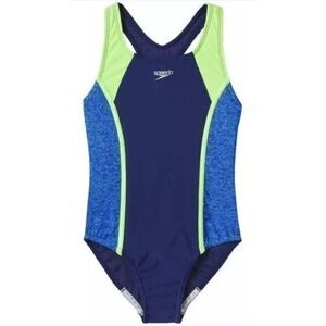 Speedo Girls Racerback Sport Splice One Piece Swimsuit Size Small 7/8 New!